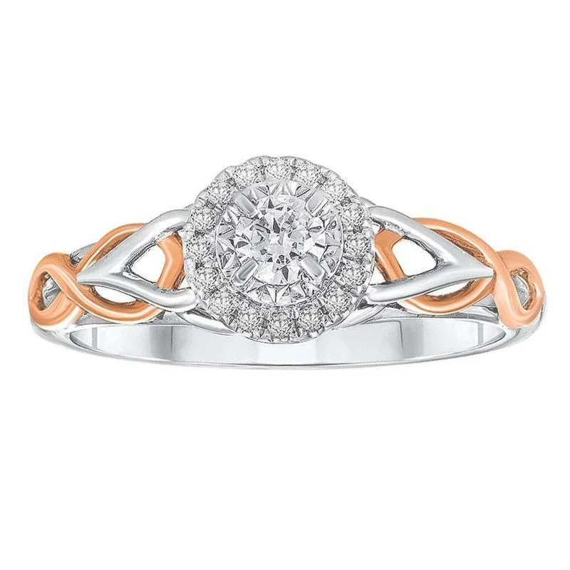 Women's diamond rings with pave setting-1/4ctw Diamond Halo Ring