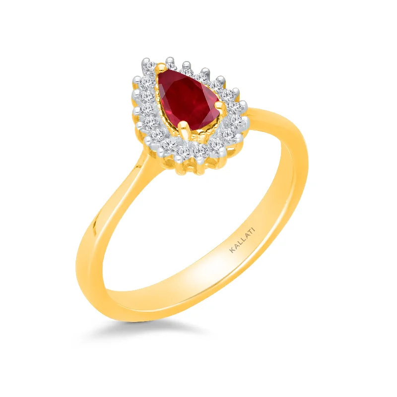 Simple and elegant women's rings-Kallati Ruby Diamond Ring