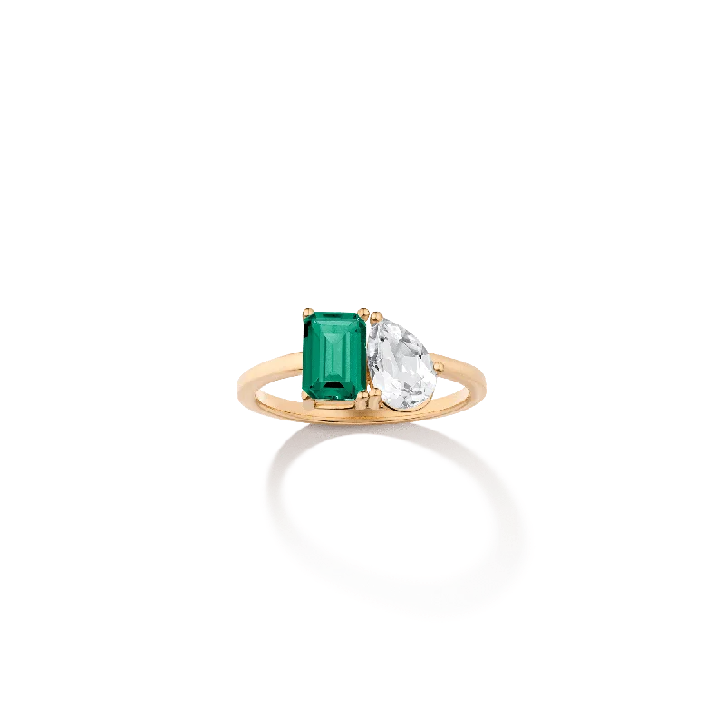 Modern women's rings for contemporary style-Ready-to-Ship Toi et Moi Gemstone Classic Ring