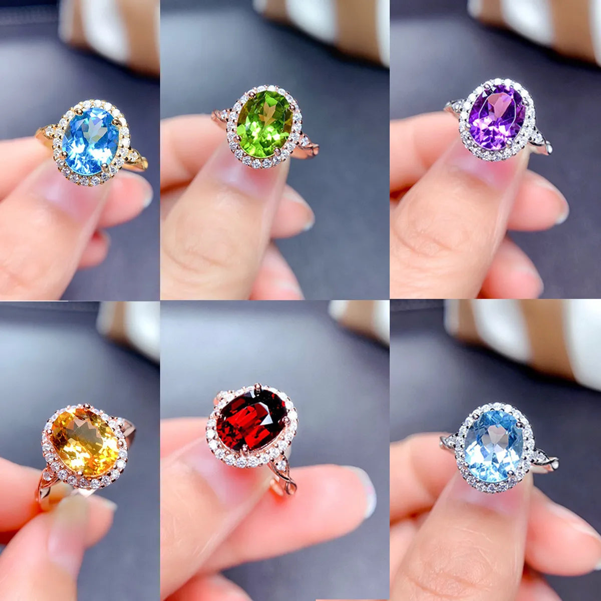 Women's rings for everyday elegance-Internet Celebrity Tik Tok Live Stream Ornament Imitation Natural Colored Gems Topaz Amethyst Citrine Olivine Ring