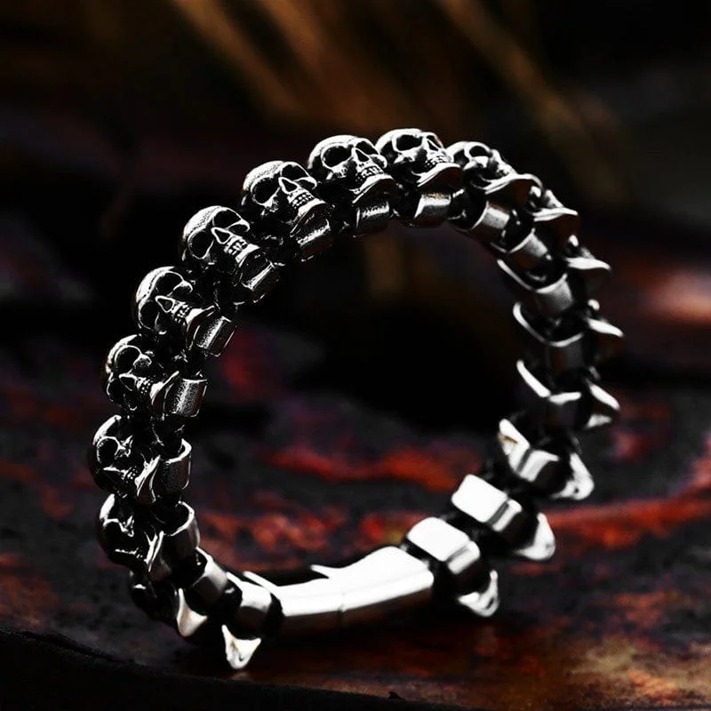 bracelets and bangles hypoallergenic metal -Men's Punk Skulls Chain Bracelet