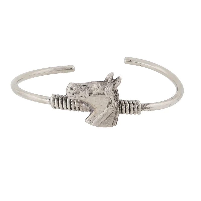 bracelets and bangles affordable luxury -1928 Jewelry® Silver-Tone Horse Spring Hinge Bracelet