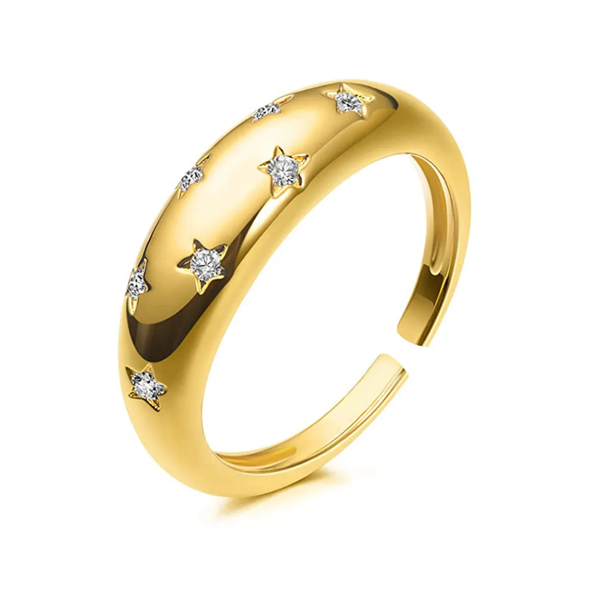 Women's vintage rings for retro look-Fashion Geometric Zircon Star Golden Open Ring