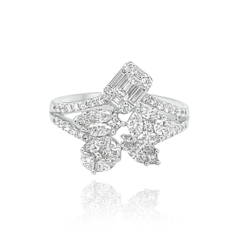 Wedding rings for women with floral accents-MULTI SHAPE INVISIBLE SET DIAMONDS "MAXIMA" RING