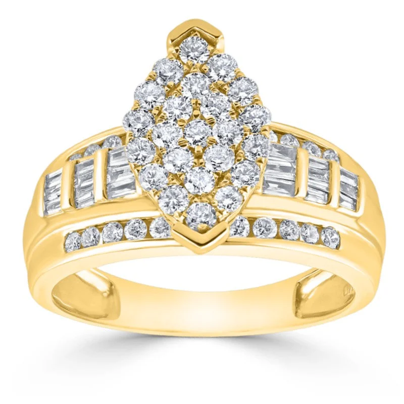 Women's rings for daily glam-1ctw Diamond Marquise Cluster Ring