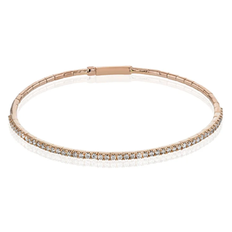 bracelets and bangles with engraving -This 18K rose gold bangle bracelet featuring .76ctw diamonds is perfect for everyday wear or a night out on the town. This wardrobe staple pairs perfectly with any jewelry collection.