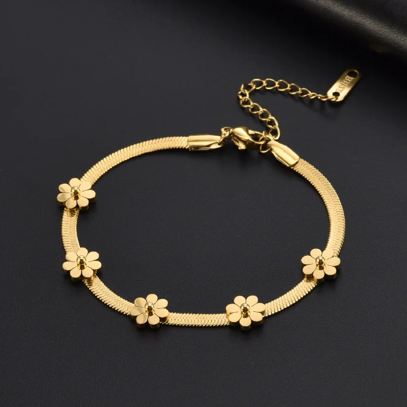 Gold Little Daisy Anklet 21 4cm