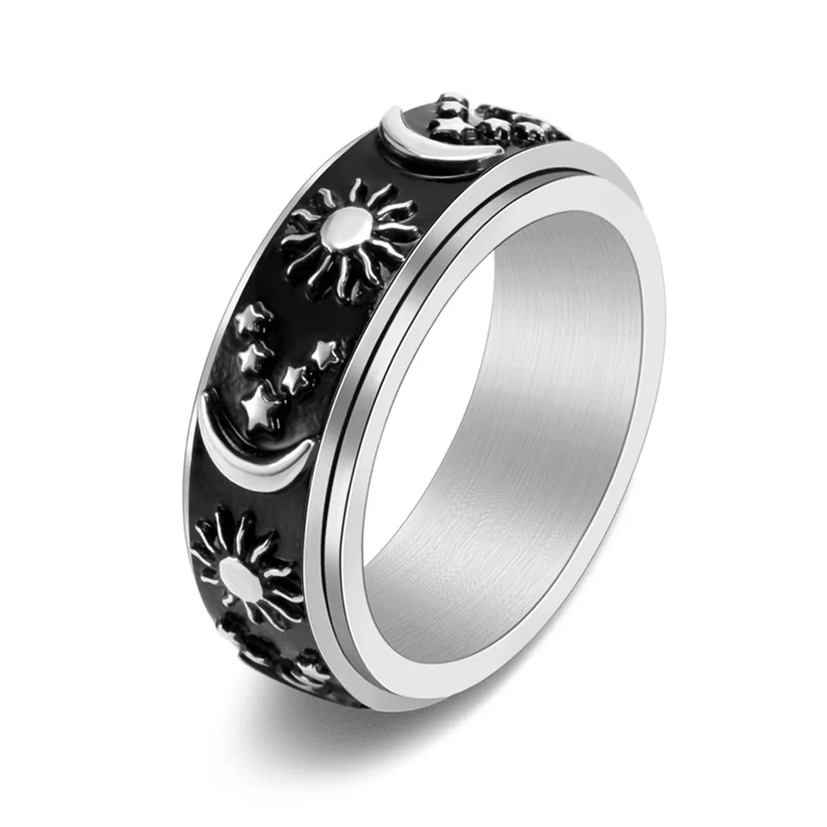 Women's promise rings with meaning-Fashion Star Moon Stainless Steel Plating Rings