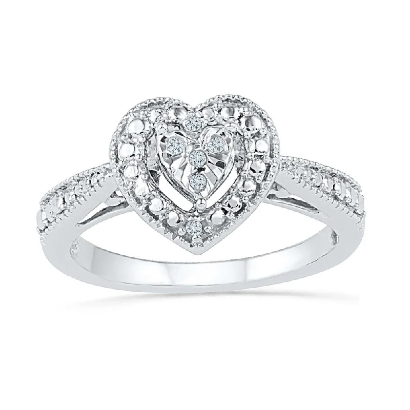 Women's minimalist rings with sleek design-Diamond Heart Ring