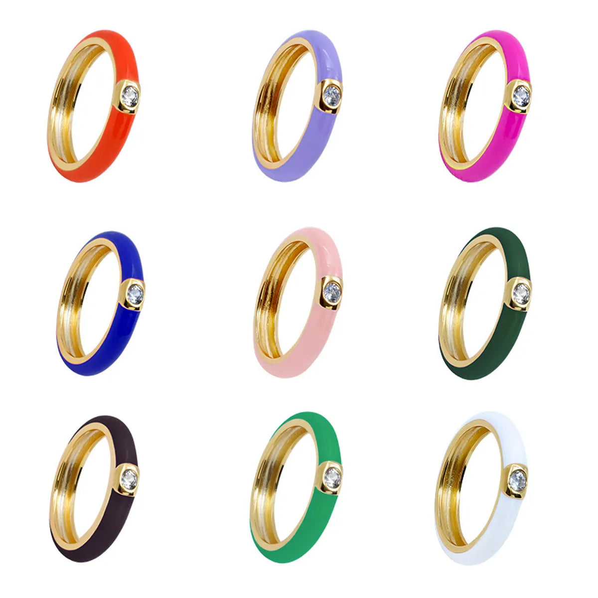 Women's rings with twisted band designs-Cross-border Color Epoxy Enamel Temperament Plated 18k Ring Fashion Trend Copper Ring