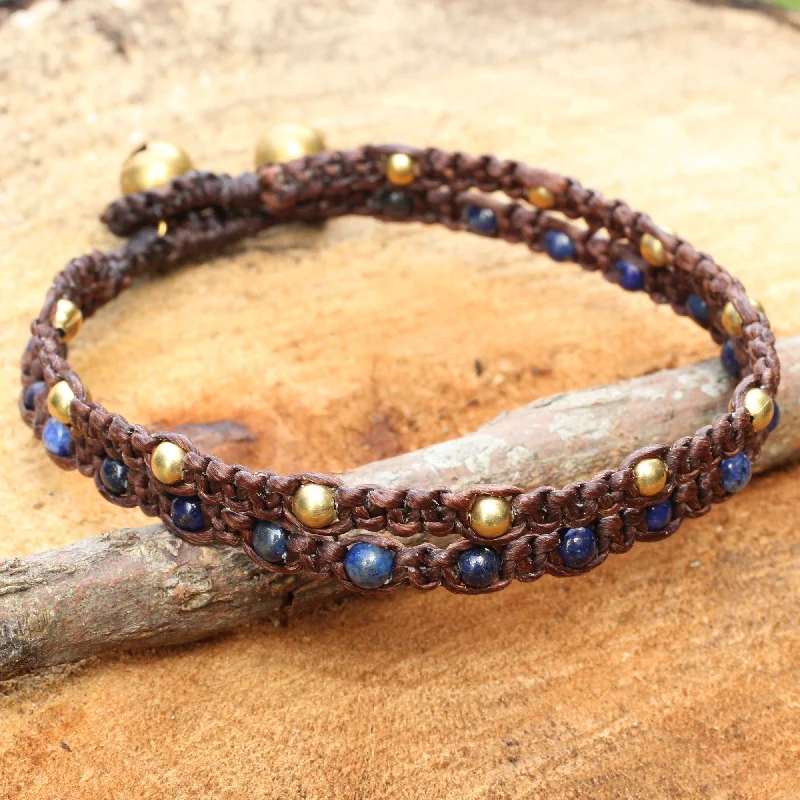 bracelets and bangles stackable style -Blue Boho Chic Brass Bracelet