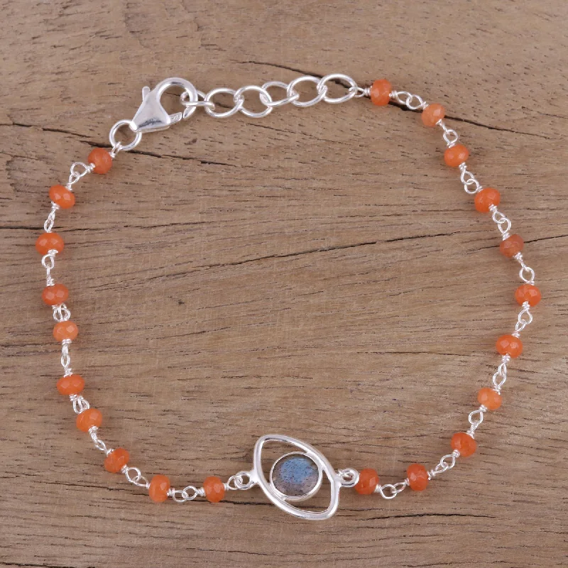 bracelets and bangles for holiday gift -All Eyes on You Sterling Silver Bracelet with Labradorite and Carnelian