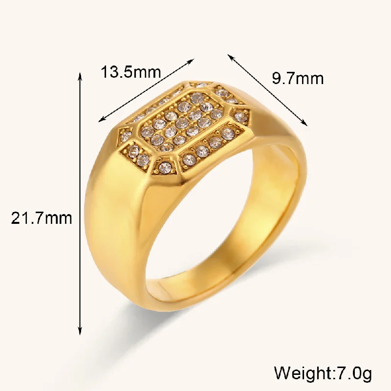 Geometric Cut Stone Ring-Golden White