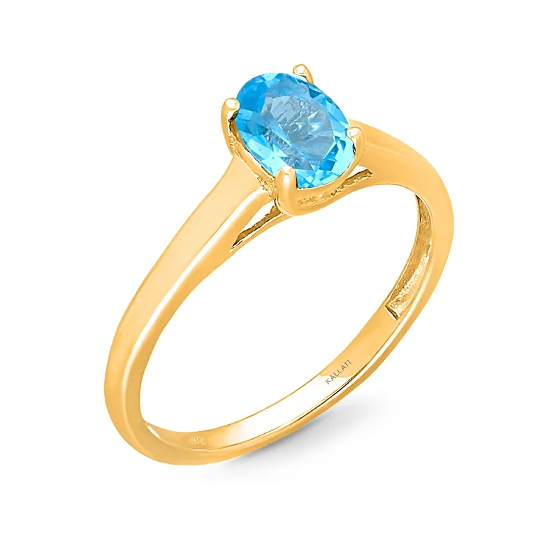 Women's rings with emerald stones-Kallati Blue Topaz Ring