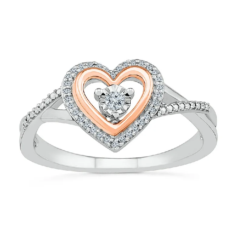 Women's rings for brides and bridesmaids-1/10ctw Diamond Heart Ring