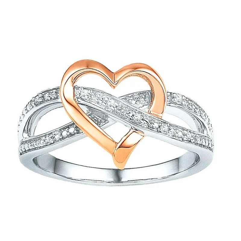 Modern women's rings for contemporary style-.07ctw Diamond Infinity Heart Ring