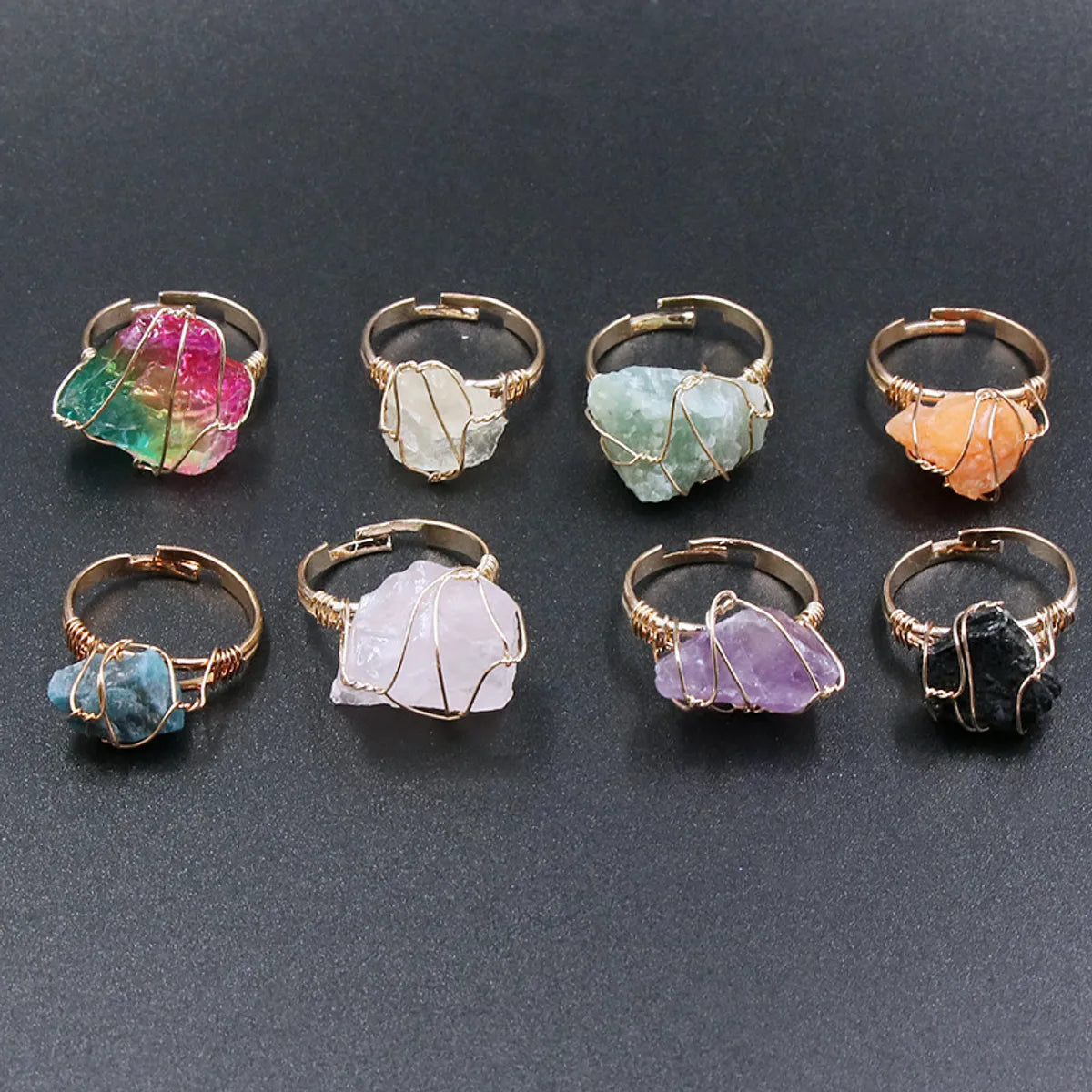 Women's gold rings for special occasions-Fashion Irregular Natural Stone Open Ring 1 Piece