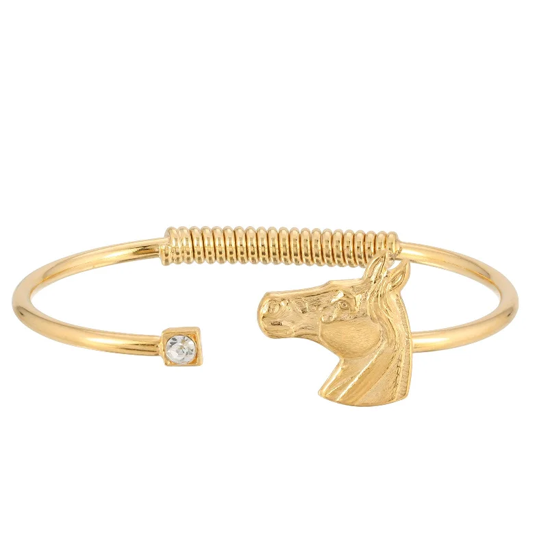 bracelets and bangles with moonstone -1928 Jewelry® 14K Gold-Dipped Clear Crystal And Horse Accent Hinge Bracelet