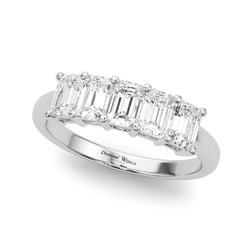 Women's rings for fashion-forward women-5 emerald cut diamond anniversary ring