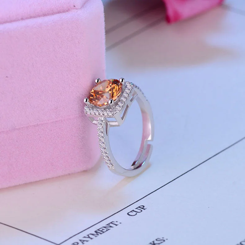 Four-Claw Square Open Ring (Champagne Diamond)