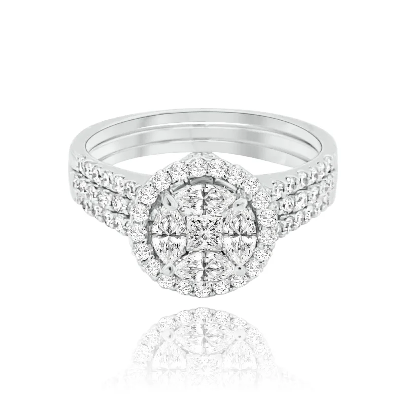 Women's gold rings for everyday elegance-Round Halo "puzzel"  Diamonds Ring