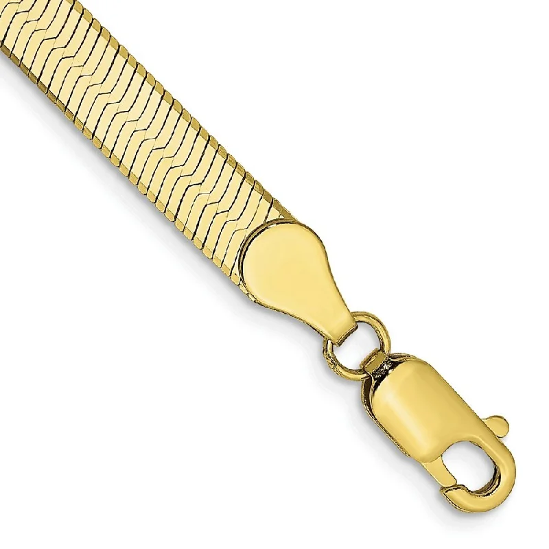 bracelets and bangles with star charm -10k Yellow Gold 5mm Silky Herringbone Chain Bracelet, 7"