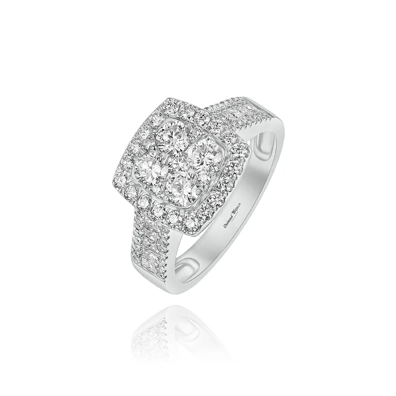 Classic women's rings for timeless elegance-Halo Cushion Invisible Diamonds "Joan" Ring