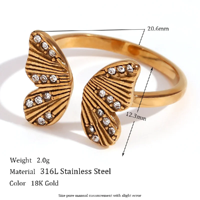 Open Zircon Butterfly Ring