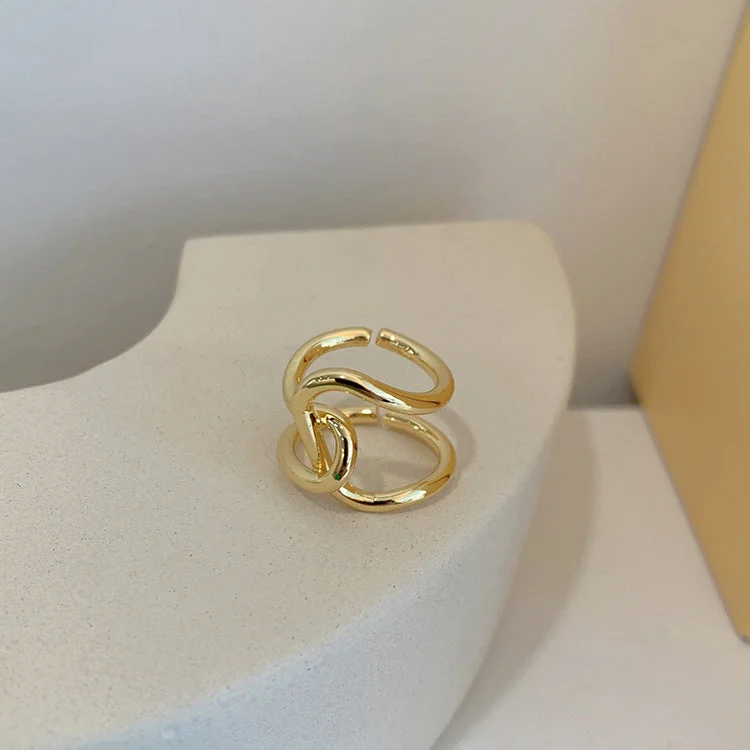 Golden Thick Line Ring