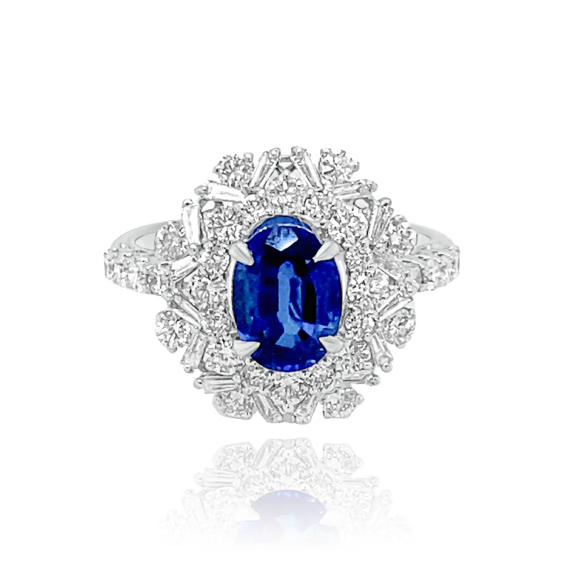 Women's rings with modern geometric designs-DIAMONDS & SAPPHIRE "ELEANOR" RING.