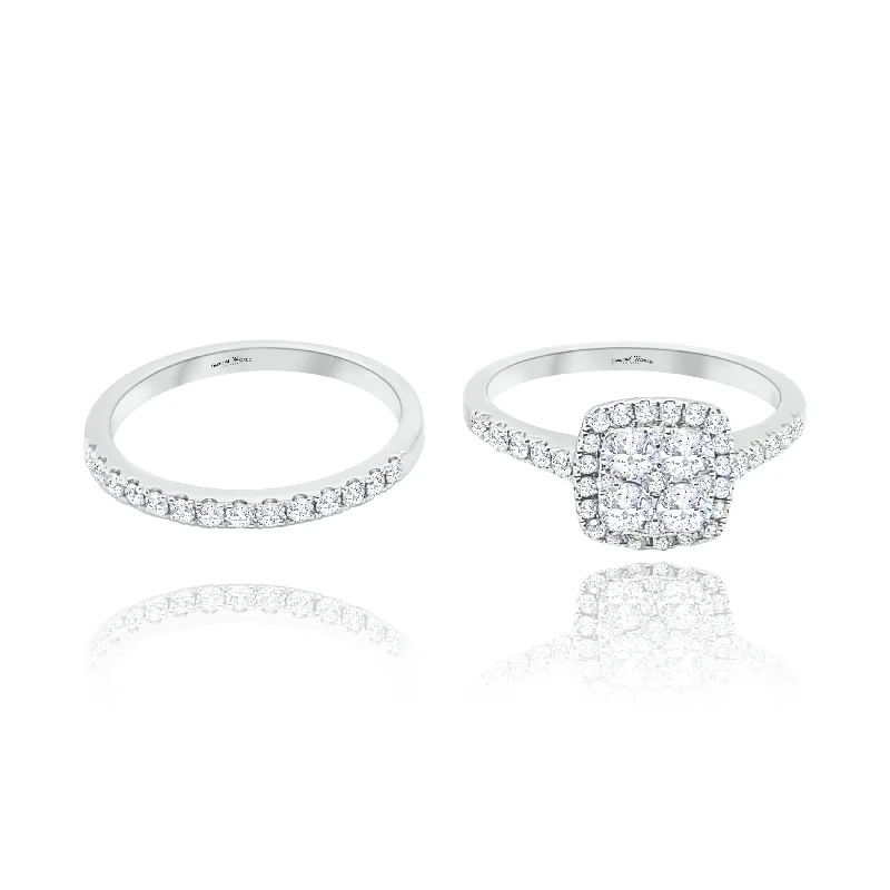 Vintage-inspired women's rings for timeless style-Halo Cushion cut Style Invisible set Diamonds Ring & anniversary Ring