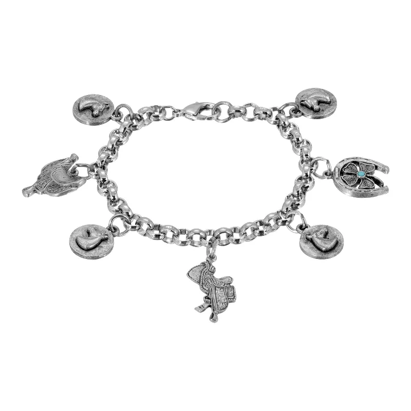 bracelets and bangles for birthday -1928 Jewelry® Peweter Charm Horse  Bracelet