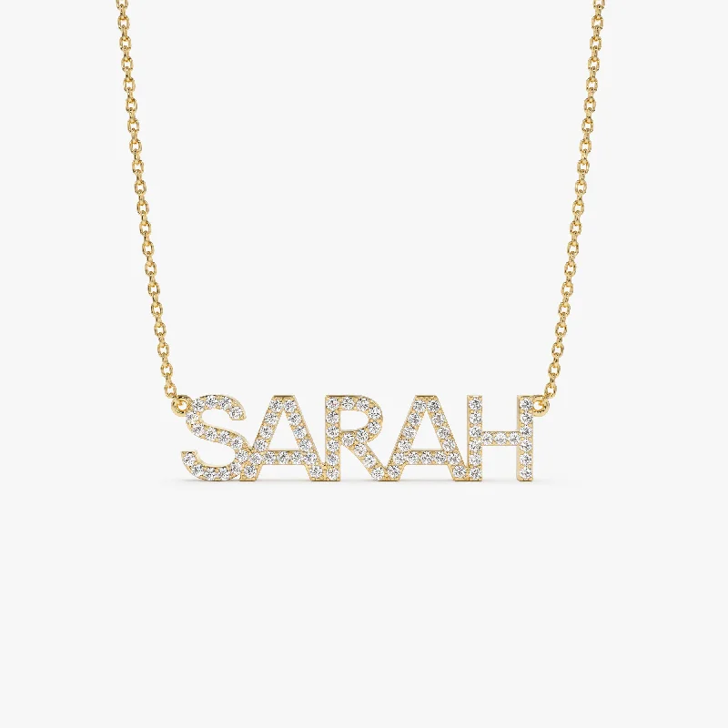 Simple and elegant women's rings-14K Dainty Layering Diamond Name Necklace