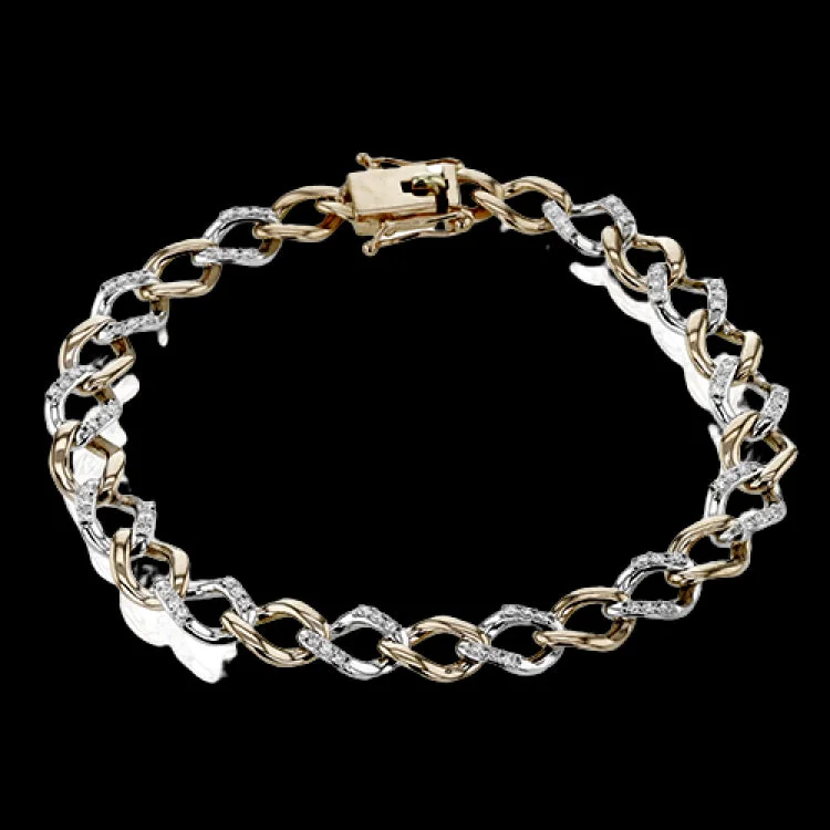 bracelets and bangles for trendy women -This delicate chain link bracelet of 18K rose and white gold with 0.77 ctw of diamonds, is the perfect layering accessory, 7