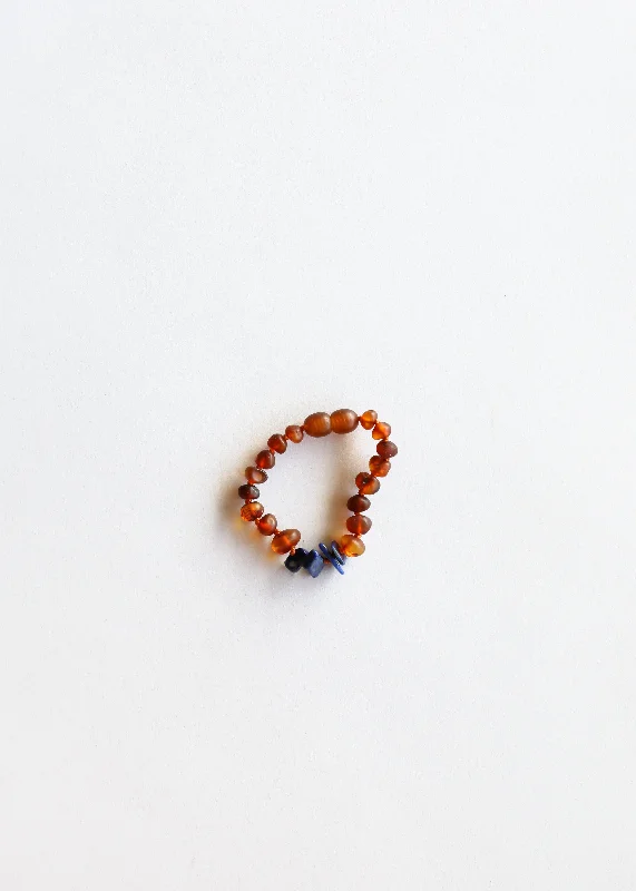 bracelets and bangles with aquamarine -Raw Cognac Baltic Amber + Raw Lapis || Anklet or Bracelet