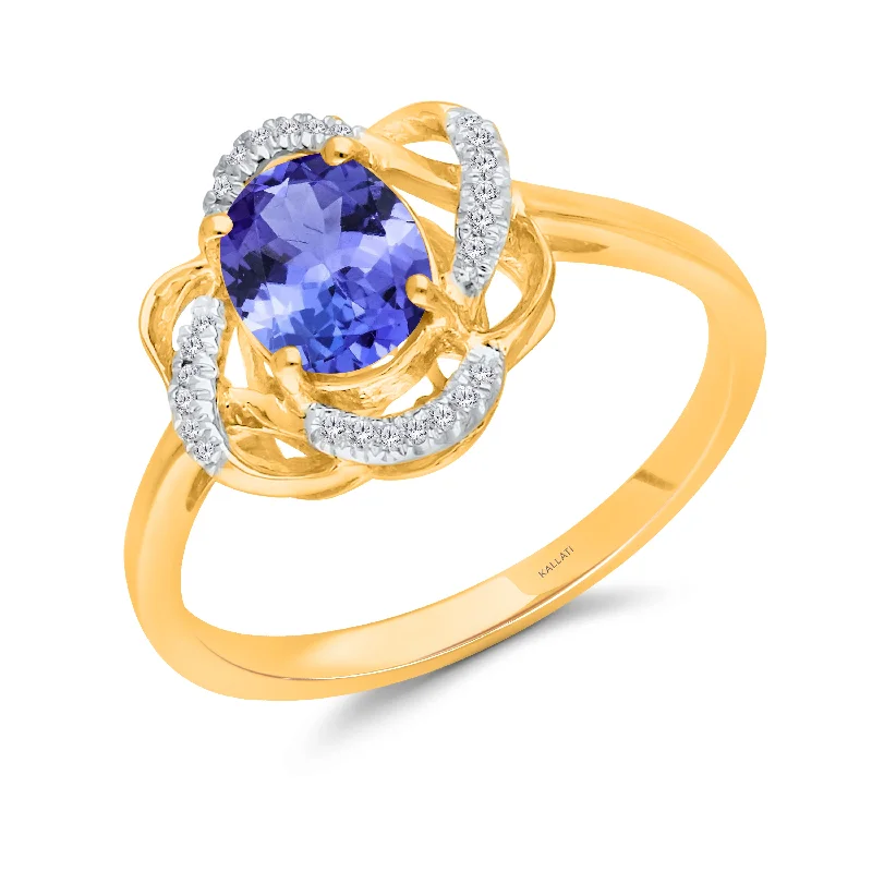 Women's rings for Christmas gifts-Kallati Tanzanite Diamond Wrap Halo Ring