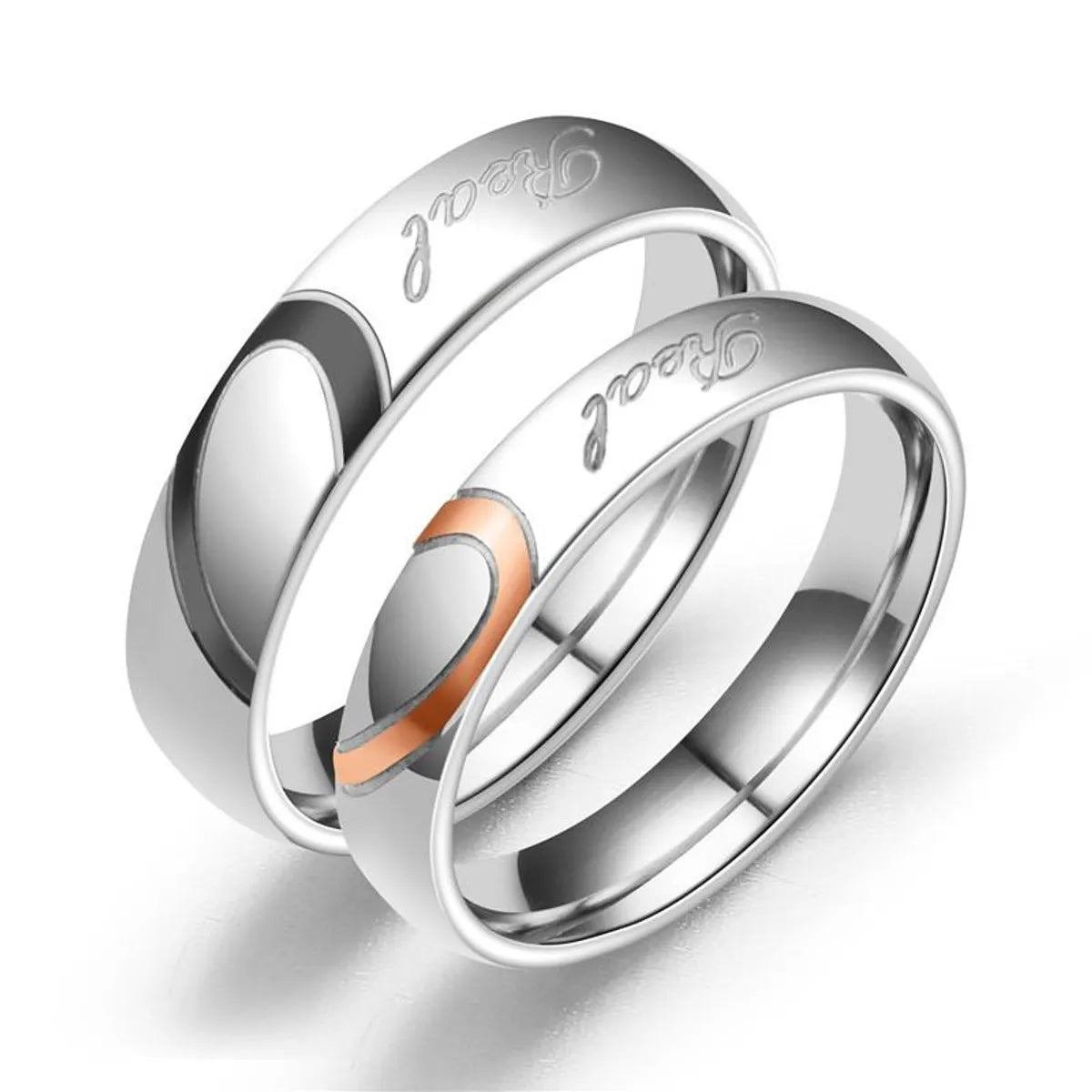 Classic women's rings for timeless elegance-Couple Heart Shaped Stainless Steel Rings Tp190418118103