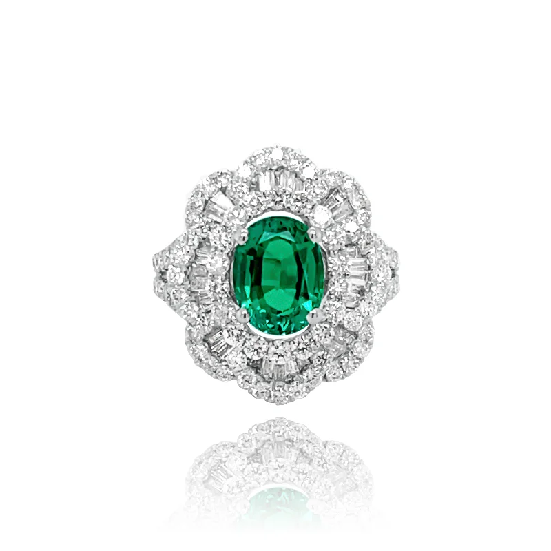 Women's rings for daily glam-DIAMONDS & EMERALDS "NICE" RING.