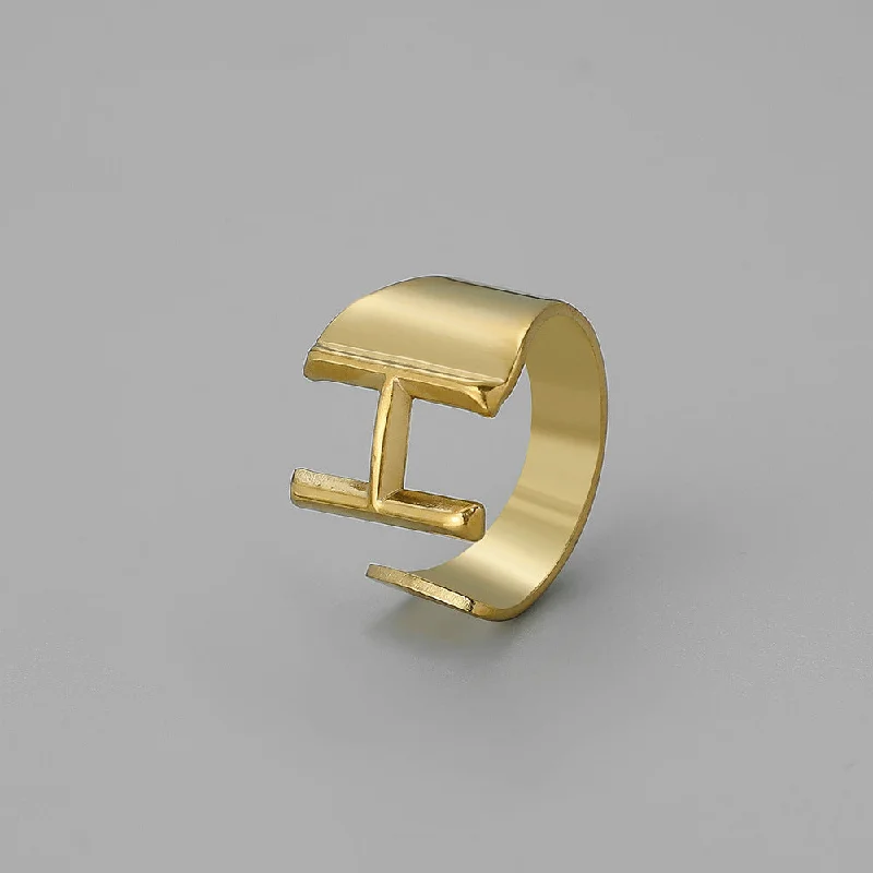 Gold H Open Ring J382-8