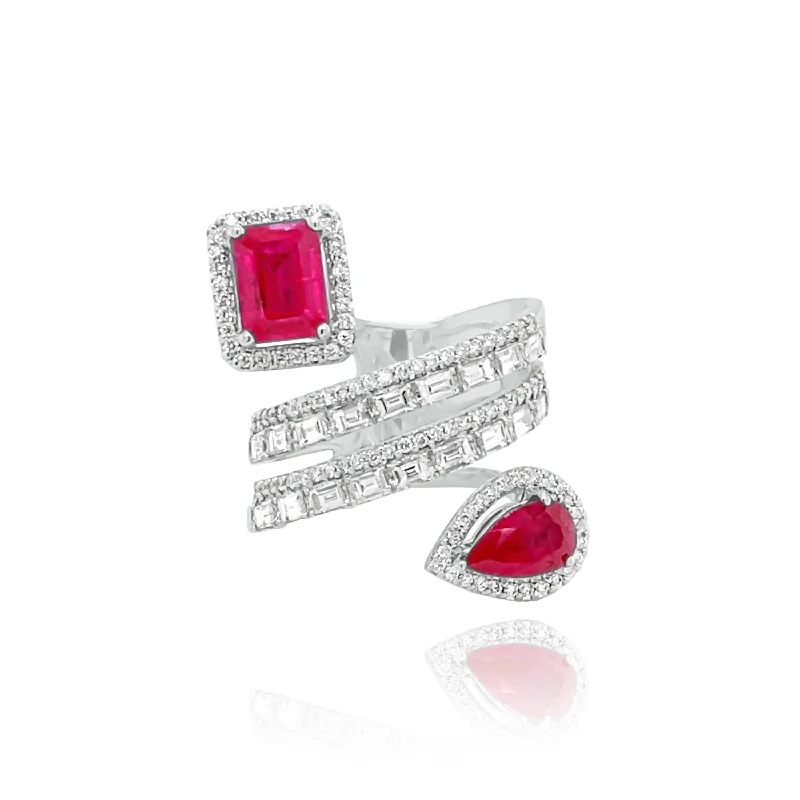 Women's cocktail rings for evening wear-DIAMONDS & RUBIES "FLAMENCO" RING.