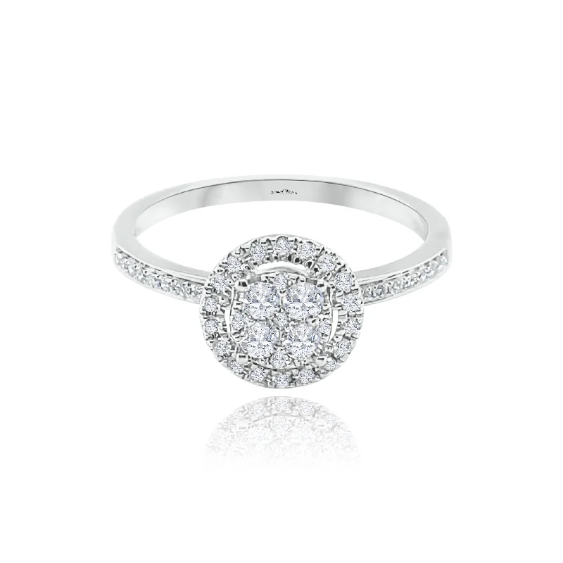 Women's rings with double bands-Halo Brilliant cut Style In visible set Diamonds Ring