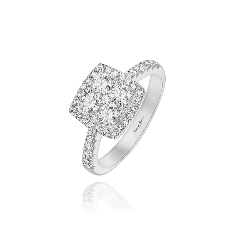 Handmade women's rings for originality-Halo Cushion cut Invisible Diamonds "Anna" Ring