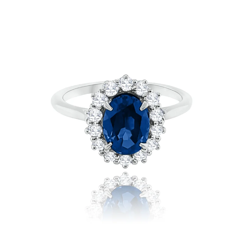 Women's rings with sapphire gemstones-Classic Sapphire & Diamonds Ring