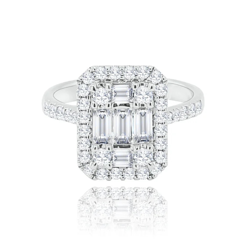 Women's rings with luxurious rose gold-Long Emerald cut Style Invisible set Diamonds Ring