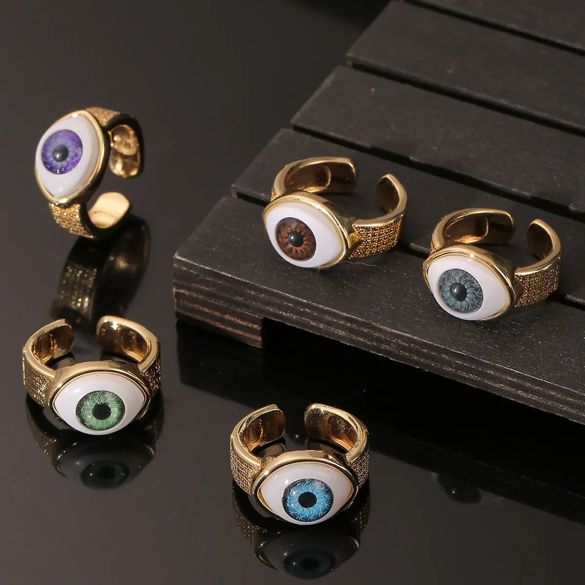 Affordable women's rings for budget-friendly style-18k Brand New Retro Devil's Eye Copper Ring Wholesale Hello Jewelry