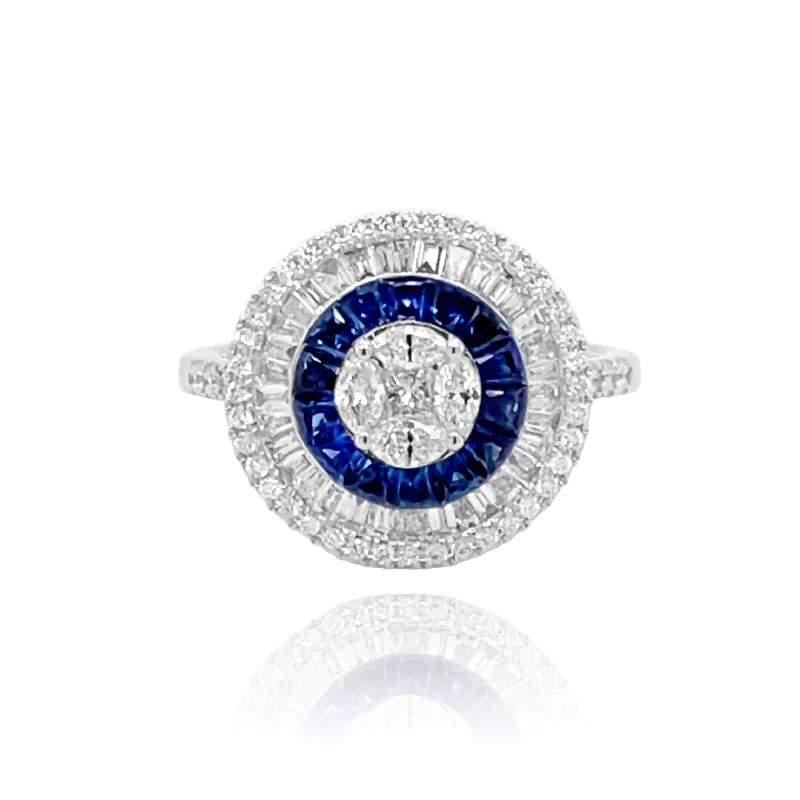 Women's rings for fashion-forward women-DIAMONDS & SAPPHIRES "SOMBRERO" RING.