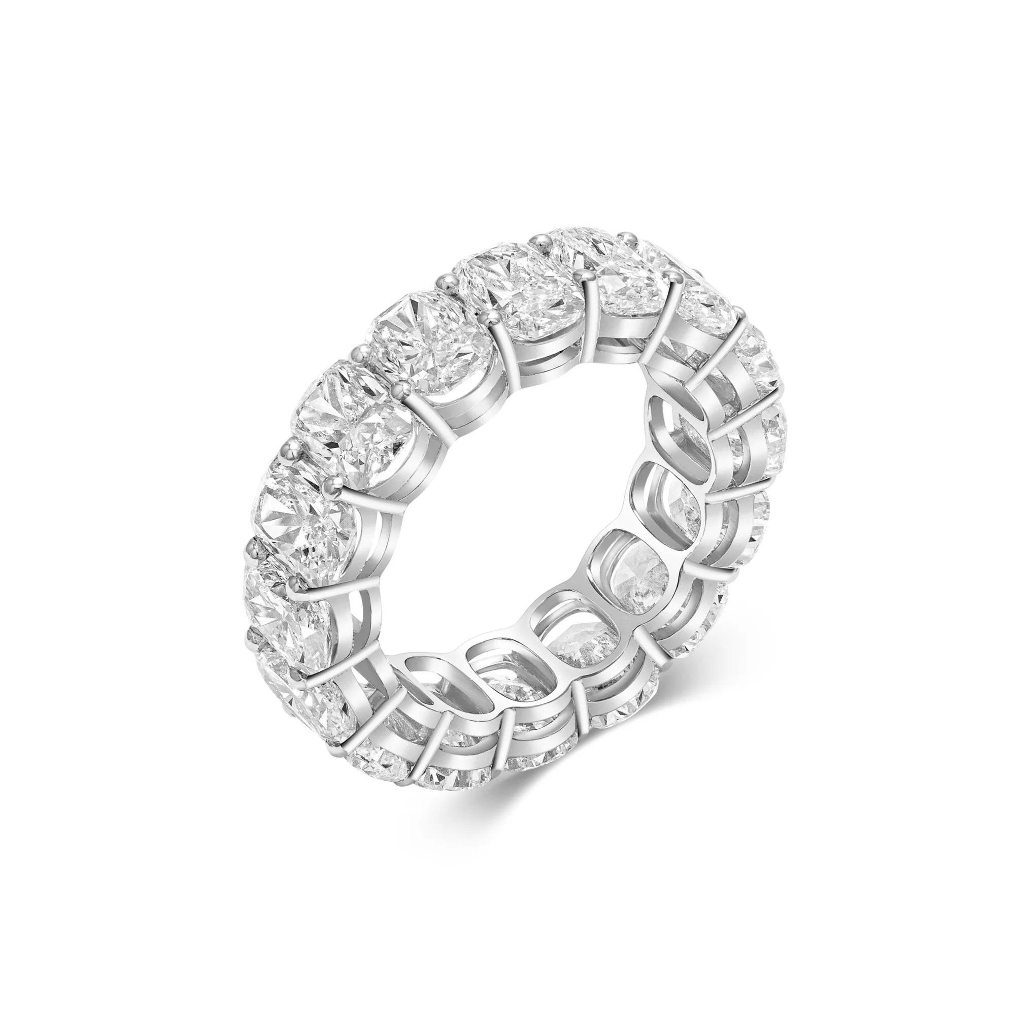 Women's wedding rings with diamonds-ELONGATED CUSHION ETERNITY RING