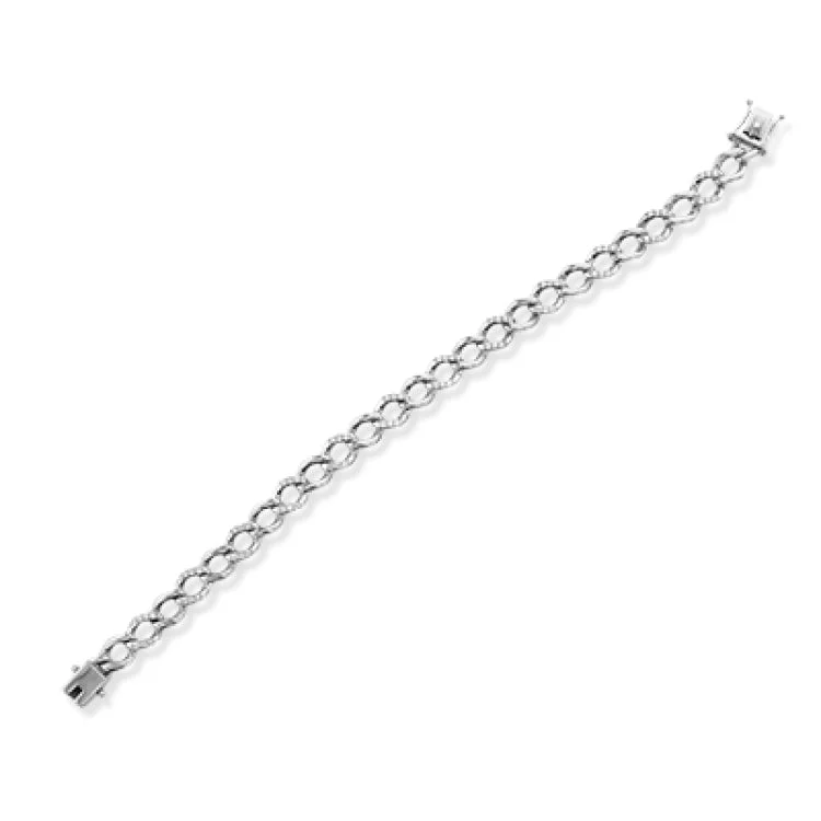 bracelets and bangles romantic style -This delicate chain link bracelet of 18K rose and white gold with 0.77 ctw of diamonds, is the perfect layering accessory, 7