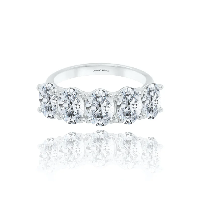 Wedding rings for women with classic charm-Five Stone Oval Cut Diamonds Alliance Ring