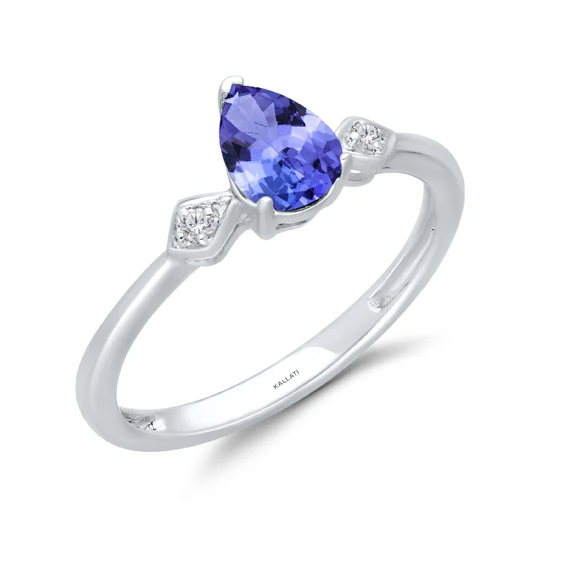 Women's rings with antique-inspired design-Kallati Tanzanite Diamond Ring